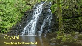  Presentation with waterfall - PPT theme with waterfall-cascade-de-la-roche and a tawny brown colored foreground
