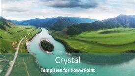  Presentation with che - Cool new presentation design with waterfall-che-chkish-in-altai backdrop and a teal colored foreground