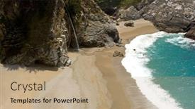  Presentation with ocean waterfall - Presentation theme having waterfall falling into the pacific ocean background and a coral colored foreground