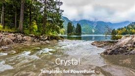  Presentation with mountain lake - Colorful theme enhanced with waterfall-from-the-lake-di backdrop and a coral colored foreground