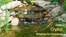  Presentation with pond - Beautiful slides featuring waterfall garden - natural stone pond as landscaping backdrop and a tawny brown colored foreground