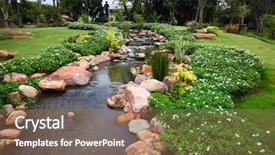  Presentation with grass meadow friendship youth - Audience pleasing presentation theme consisting of waterfall garden - river and green grass backdrop and a  colored foreground