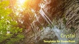  Presentation with paradise - Colorful slides enhanced with waterfall-in-a-forest backdrop and a tawny brown colored foreground