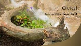  Presentation with paradise - Colorful PPT theme enhanced with waterfall-in-a-forest backdrop and a coral colored foreground