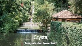  Presentation with botanical garden - PPT theme with waterfall in botanical gardens background and a dark gray colored foreground