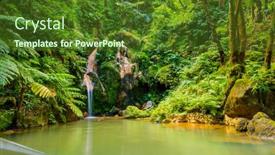  Presentation with waterfall - Beautiful slide deck featuring waterfall-in-caldeira-velha-ribeira backdrop and a tawny brown colored foreground