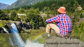  Presentation with america - Colorful slide set enhanced with cile - beautiful waterfall in chile south backdrop and a gold colored foreground