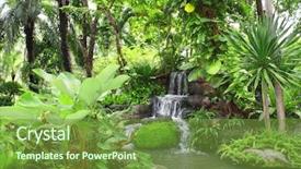  Presentation with waterfall - Audience pleasing slides consisting of waterfall in decorative tropical garden backdrop and a tawny brown colored foreground