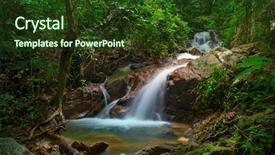  Presentation with forest stream - Beautiful presentation theme featuring waterfall in deep jungle forest backdrop and a tawny brown colored foreground