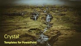  Presentation with rainy day - Slide deck having waterfall-in-faroe-isllands-rainy background and a tawny brown colored foreground