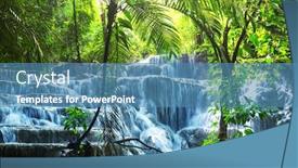  Presentation with women travel mexico - Beautiful PPT theme featuring waterfall in jungle mexico backdrop and a teal colored foreground