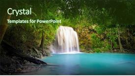  Presentation with rainforest - Beautiful slide deck featuring waterfall in jungle rainforest backdrop and a tawny brown colored foreground