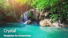  Presentation with deep - Presentation with waterfall in kanchanaburi thailand background and a teal colored foreground