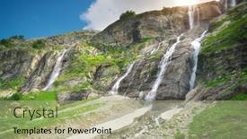  Presentation with waterfall - Presentation theme enhanced with waterfall-in-mountain-at-day background and a mint green colored foreground