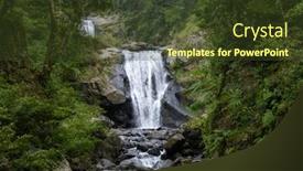  Presentation with recreation - Presentation design with waterfall-in-neidong-national-forest background and a tawny brown colored foreground