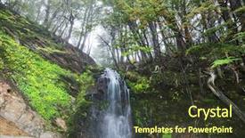  Presentation with beautiful of bamboo forest - PPT theme having swift - waterfall in the beautiful misty background and a tawny brown colored foreground