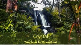  Presentation with tropical forest - Beautiful slide set featuring waterfall-in-the-lush-tropical backdrop and a tawny brown colored foreground