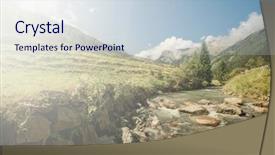  Presentation with mountain stream - PPT theme featuring waterfall in the mountains background and a  colored foreground