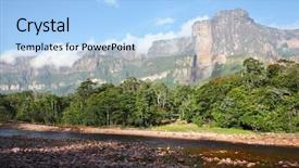  Presentation with venezuela - Colorful presentation theme enhanced with waterfall in the world venezuela backdrop and a light blue colored foreground