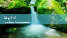  Presentation with waterfall - Presentation design with waterfall in to a pool in a luxury hotspring background and a teal colored foreground