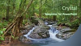  Presentation with tropical forest - Cool new presentation with waterfall in tropical forest mountain river stones with moss and green trees backdrop and a tawny brown colored foreground