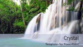  Presentation with tropical forest - Slide set featuring waterfall in tropical forest background and a light blue colored foreground