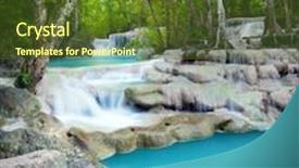  Presentation with tropical forest - Cool new slide deck with waterfall in tropical forest backdrop and a tawny brown colored foreground