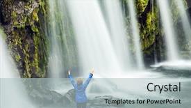 Presentation with waterfall woman - PPT theme enhanced with waterfall kirkjoufellfoss elderly woman - traveler background and a light blue colored foreground
