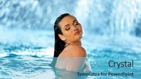  Presentation with water woman swimming underwater - Audience pleasing slide deck consisting of waterfall model - beautiful young woman at swimming backdrop and a light blue colored foreground