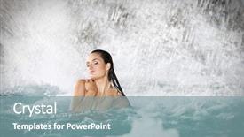  Presentation with swimming pool - PPT theme consisting of waterfall model - beautiful young woman at swimming background and a seafoam green colored foreground