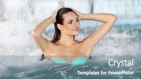  Presentation with water woman swimming underwater - Amazing PPT theme having waterfall model - beautiful young woman at swimming backdrop and a  colored foreground