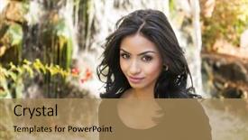  Presentation with waterfall woman - Theme enhanced with waterfall model - beautiful young woman with long background and a coral colored foreground