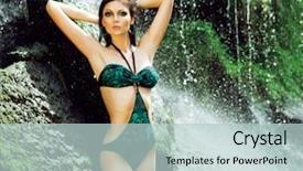  Presentation with woman nude body - Slide deck featuring waterfall model - young and sexy woman background and a  colored foreground