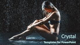  Presentation with waterfall woman - Slide set featuring waterfall model - young woman in the rain background and a tawny brown colored foreground