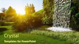  Presentation with waterfall - Audience pleasing slide set consisting of waterfall on a sunny day backdrop and a tawny brown colored foreground