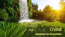  Presentation with waterfall - Beautiful slide set featuring waterfall on a sunny day backdrop and a tawny brown colored foreground