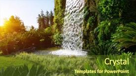  Presentation with waterfall - PPT theme having waterfall on a sunny day background and a tawny brown colored foreground