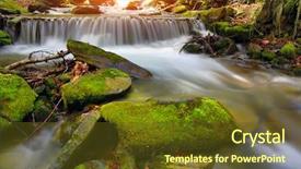  Presentation with mountain stream - Beautiful PPT theme featuring waterfall on mountain stream backdrop and a tawny brown colored foreground