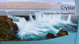  Presentation with sunrise - Slides enhanced with waterfall on skjalfandafljot river iceland background and a light blue colored foreground