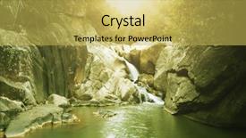  Presentation with rain forest walk way - Amazing PPT theme having waterfall pool in rain forest backdrop and a  colored foreground