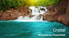  Presentation with rain forest walk way - Colorful theme enhanced with waterfall pool in rain forest backdrop and a ocean colored foreground