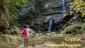 Presentation with waterfall woman - Amazing slide set having waterfall seshui community nantou taiwan backdrop and a tawny brown colored foreground