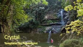  Presentation with waterfall woman - Beautiful PPT theme featuring waterfall seshui community nantou taiwan backdrop and a tawny brown colored foreground