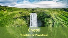  Presentation with drone - PPT theme consisting of waterfall skogafoss in icelandic nature background and a tawny brown colored foreground