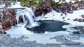  Presentation with ice frozen - Beautiful theme featuring waterfall-surrounded-by-ice backdrop and a light blue colored foreground