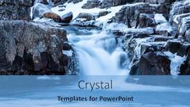  Presentation with ice frozen - PPT layouts enhanced with waterfall-surrounded-by-ice background and a light blue colored foreground