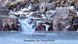  Presentation with ice frozen - Colorful PPT theme enhanced with waterfall-surrounded-by-ice backdrop and a light blue colored foreground