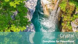  Presentation with waterfall - Slide set enhanced with waterfall-to-rriver-soca-velika background and a teal colored foreground