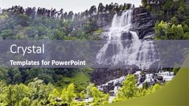  Presentation with green travel - Slide set with waterfall-twindefossen-rainy-summer-day background and a  colored foreground