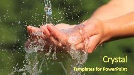  Presentation with water color hands - Colorful slide deck enhanced with nature waterfalls - woman's hands with water splash backdrop and a tawny brown colored foreground